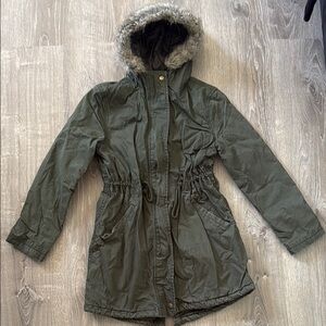 Old Navy Green Utility Jacket/Parka with Hood and Drawstring Waist, Winter Coat